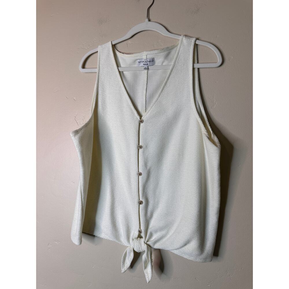 Madewell Texture & Thread Cream Ribbed Tie Front Tank XXL - Picture 3 of 5